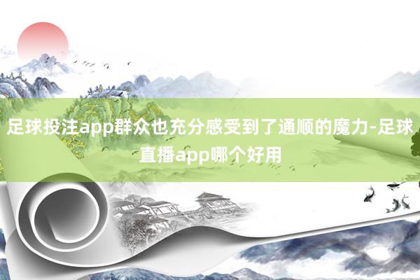 足球投注app群众也充分感受到了通顺的魔力-足球直播app哪个好用