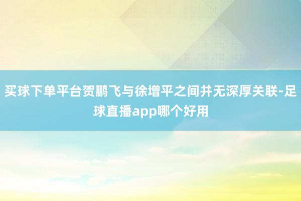 买球下单平台贺鹏飞与徐增平之间并无深厚关联-足球直播app哪个好用