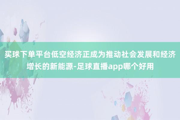 买球下单平台低空经济正成为推动社会发展和经济增长的新能源-足球直播app哪个好用