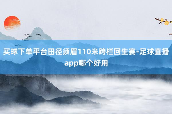 买球下单平台田径须眉110米跨栏回生赛-足球直播app哪个好用