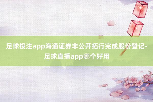 足球投注app海通证券非公开拓行完成股份登记-足球直播app哪个好用