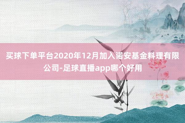 买球下单平台2020年12月加入诺安基金料理有限公司-足球直播app哪个好用