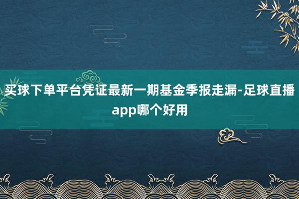 买球下单平台凭证最新一期基金季报走漏-足球直播app哪个好用