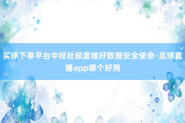 买球下单平台中经社极度嗜好数据安全使命-足球直播app哪个好用