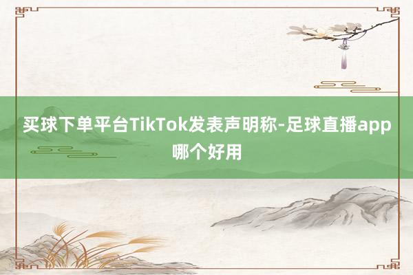 买球下单平台TikTok发表声明称-足球直播app哪个好用