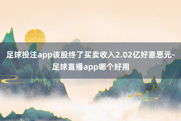 足球投注app该股终了买卖收入2.02亿好意思元-足球直播app哪个好用