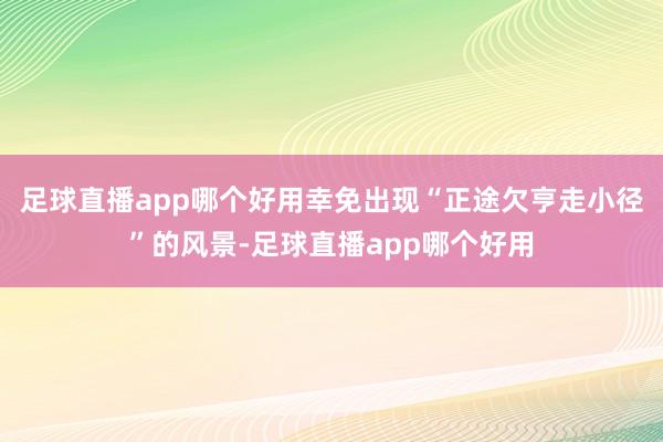 足球直播app哪个好用幸免出现“正途欠亨走小径”的风景-足球直播app哪个好用