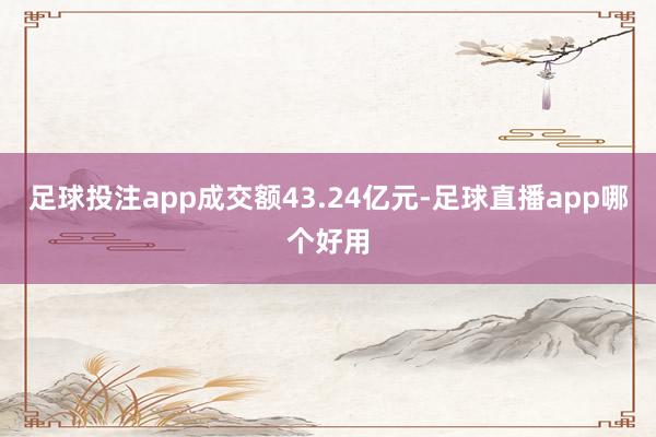 足球投注app成交额43.24亿元-足球直播app哪个好用