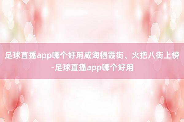 足球直播app哪个好用威海栖霞街、火把八街上榜-足球直播app哪个好用