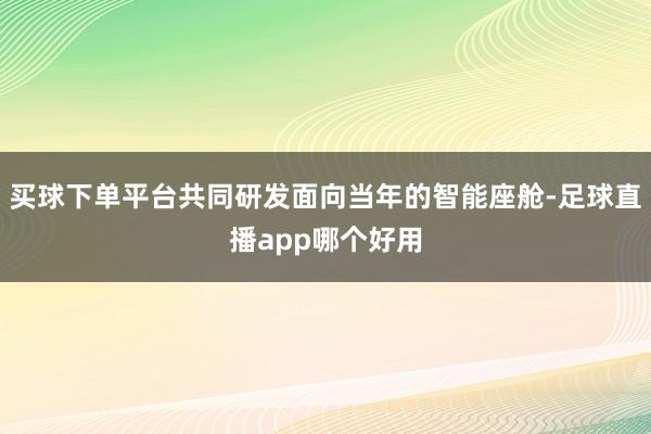买球下单平台共同研发面向当年的智能座舱-足球直播app哪个好用