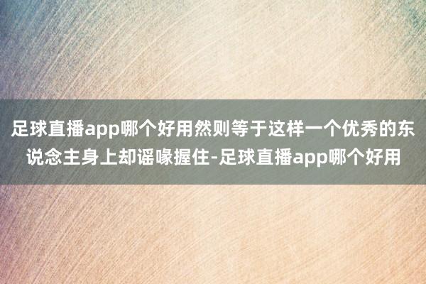 足球直播app哪个好用然则等于这样一个优秀的东说念主身上却谣喙握住-足球直播app哪个好用