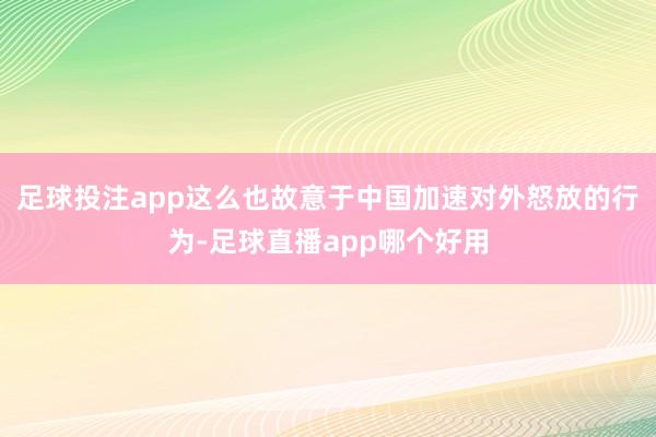 足球投注app这么也故意于中国加速对外怒放的行为-足球直播app哪个好用