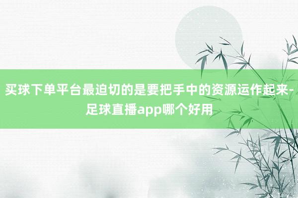 买球下单平台最迫切的是要把手中的资源运作起来-足球直播app哪个好用