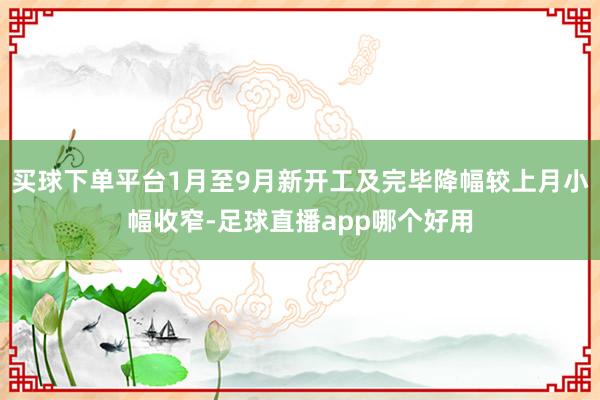 买球下单平台1月至9月新开工及完毕降幅较上月小幅收窄-足球直播app哪个好用