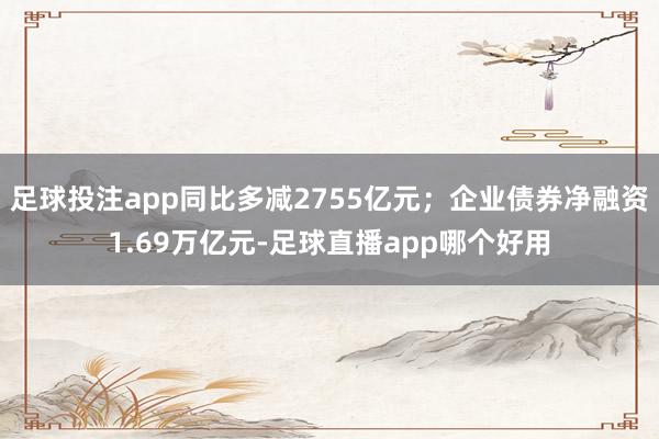足球投注app同比多减2755亿元；企业债券净融资1.69万亿元-足球直播app哪个好用