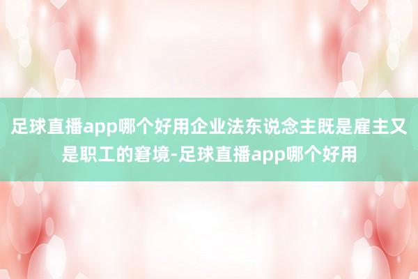 足球直播app哪个好用企业法东说念主既是雇主又是职工的窘境-足球直播app哪个好用