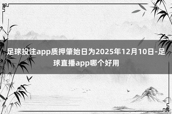 足球投注app质押肇始日为2025年12月10日-足球直播app哪个好用