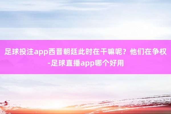足球投注app西晋朝廷此时在干嘛呢？他们在争权-足球直播app哪个好用