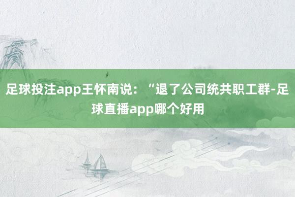 足球投注app王怀南说：“退了公司统共职工群-足球直播app哪个好用