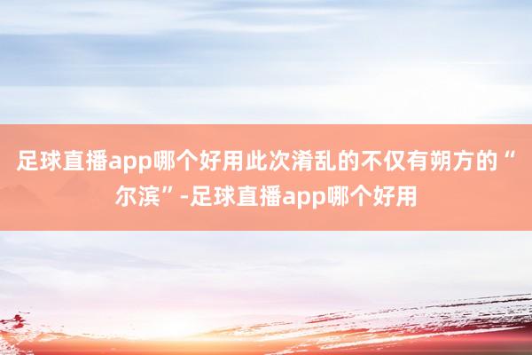 足球直播app哪个好用此次淆乱的不仅有朔方的“尔滨”-足球直播app哪个好用