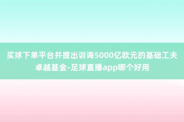 买球下单平台并提出训诲5000亿欧元的基础工夫卓越基金-足球直播app哪个好用