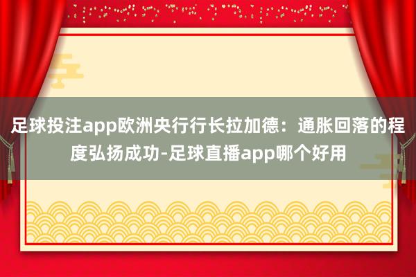 足球投注app欧洲央行行长拉加德：通胀回落的程度弘扬成功-足球直播app哪个好用