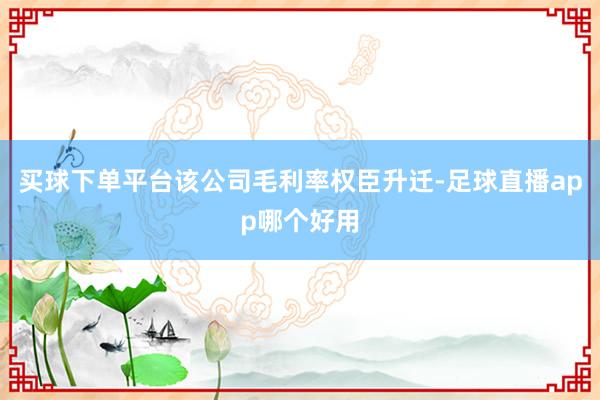 买球下单平台该公司毛利率权臣升迁-足球直播app哪个好用