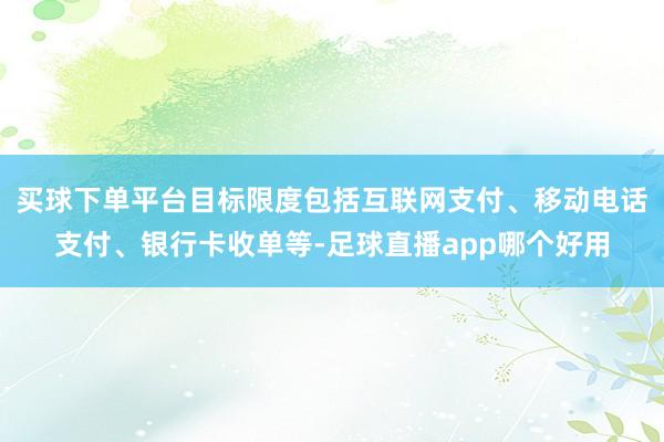 买球下单平台目标限度包括互联网支付、移动电话支付、银行卡收单等-足球直播app哪个好用