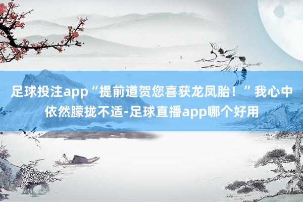 足球投注app“提前道贺您喜获龙凤胎！”我心中依然朦拢不适-足球直播app哪个好用