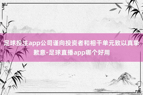 足球投注app公司谨向投资者和相干单元致以真挚歉意-足球直播app哪个好用